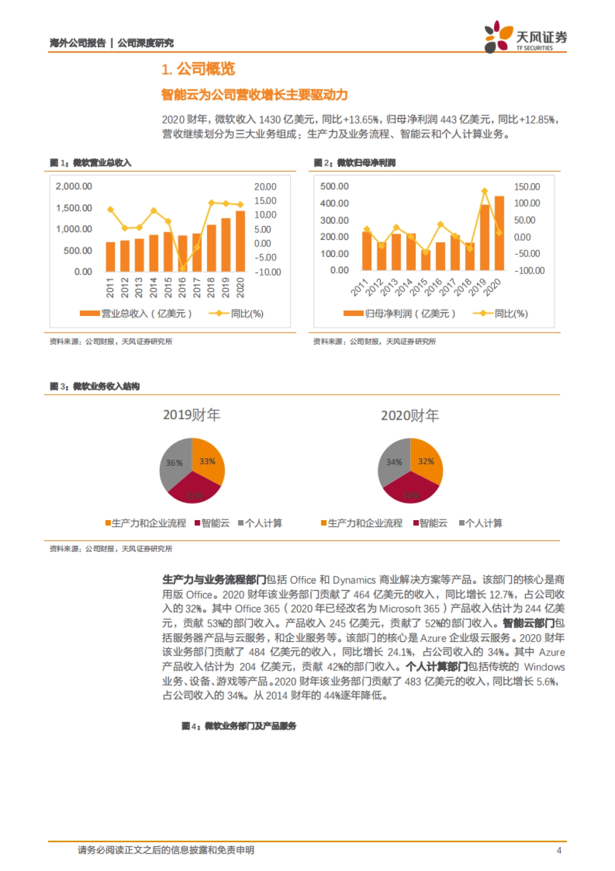 微软-跟踪报告：疫情下云业务韧性强劲，市场份额及竞争优势持续提升-天风证券-20页_第4页