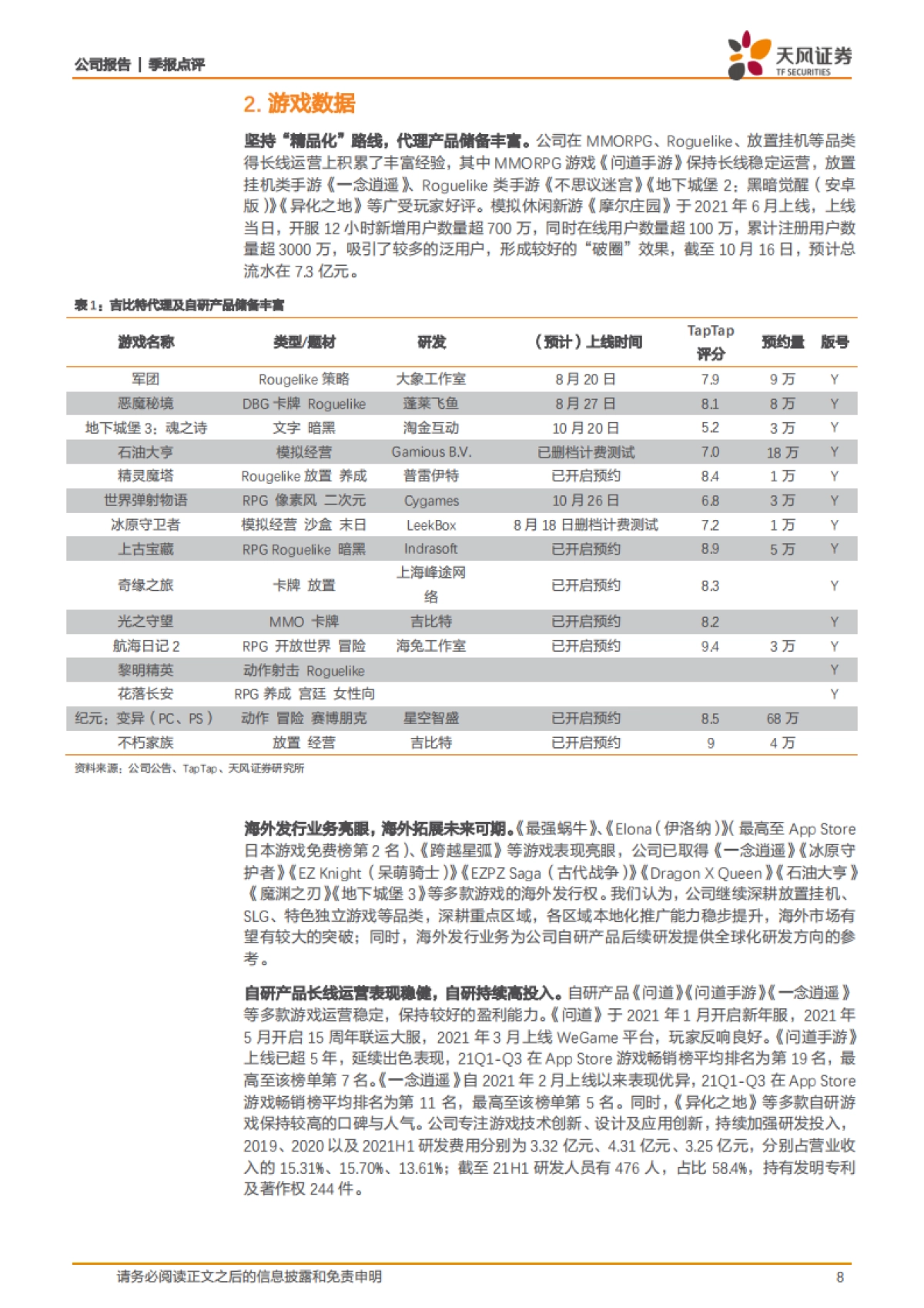 吉比特_ Q3业绩符合预期，Q4新老游戏贡献可期_第8页