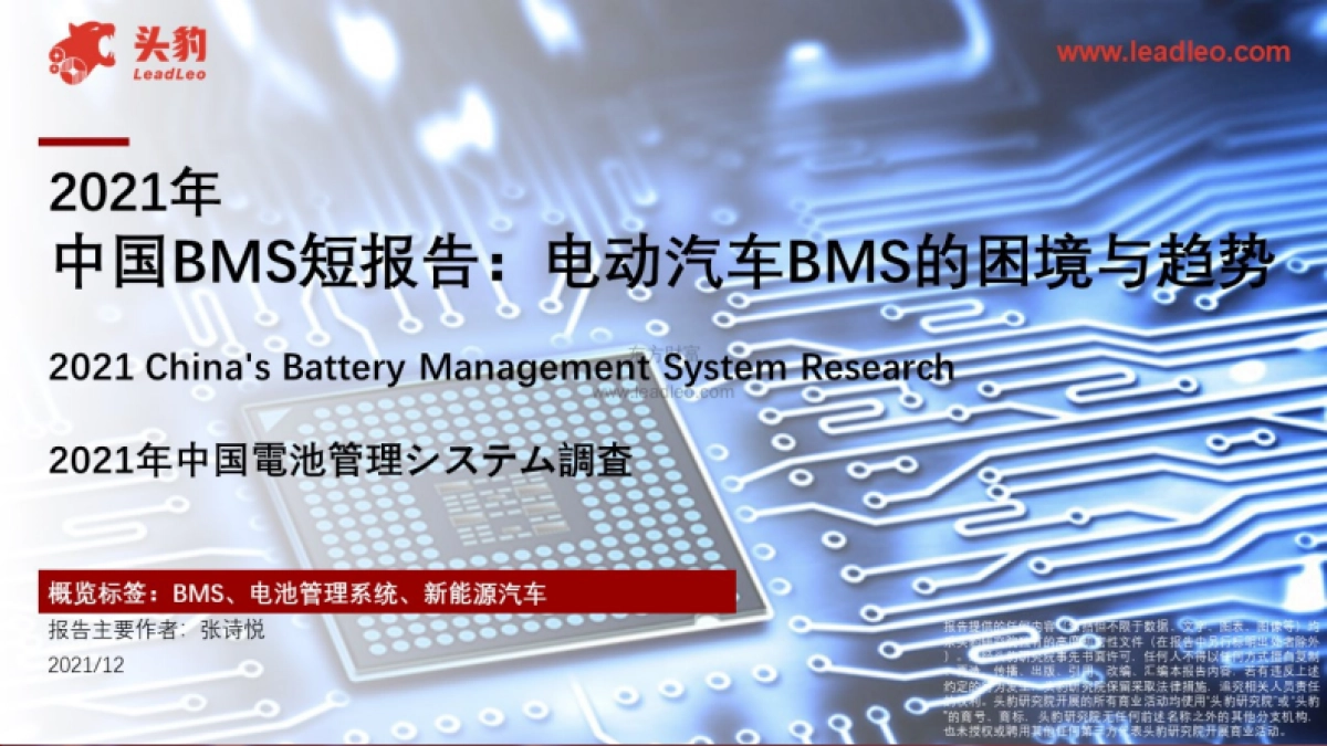 2021年中国BMS短报告：电动汽车BMS的困境与趋势-头豹研究院_第1页