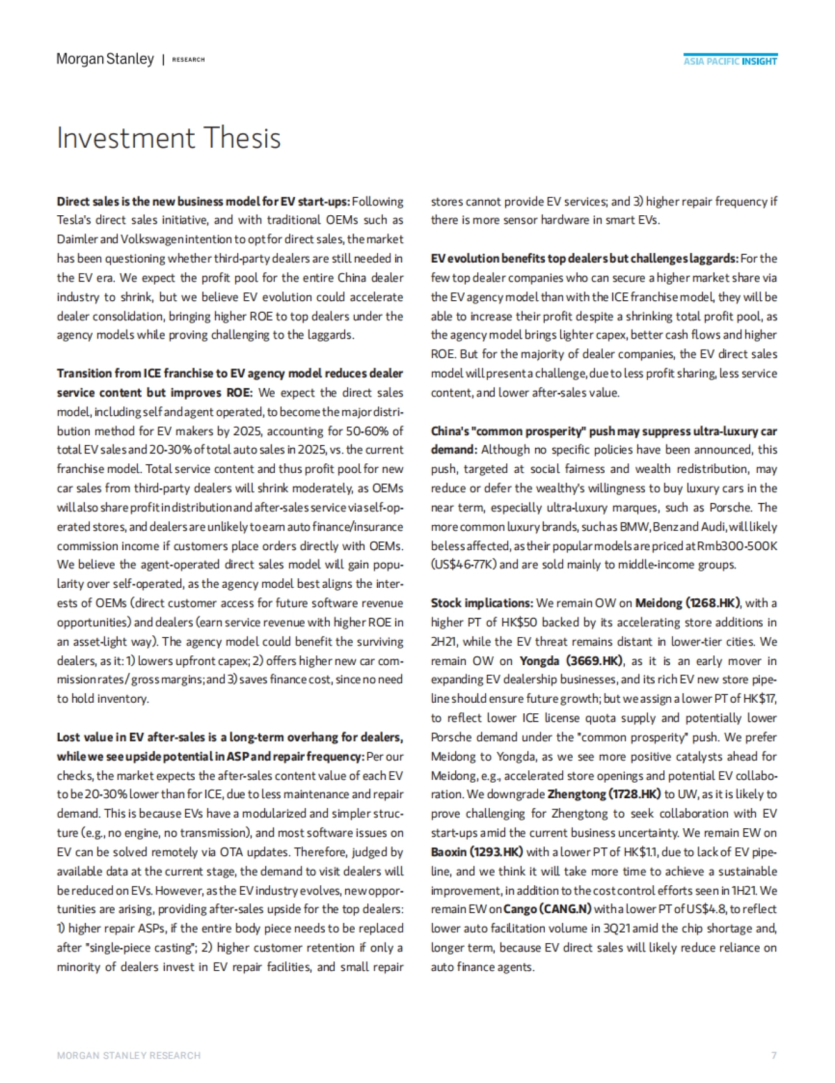 摩根士丹利-中国电动汽车时代的经销商：直面直销挑战_第7页