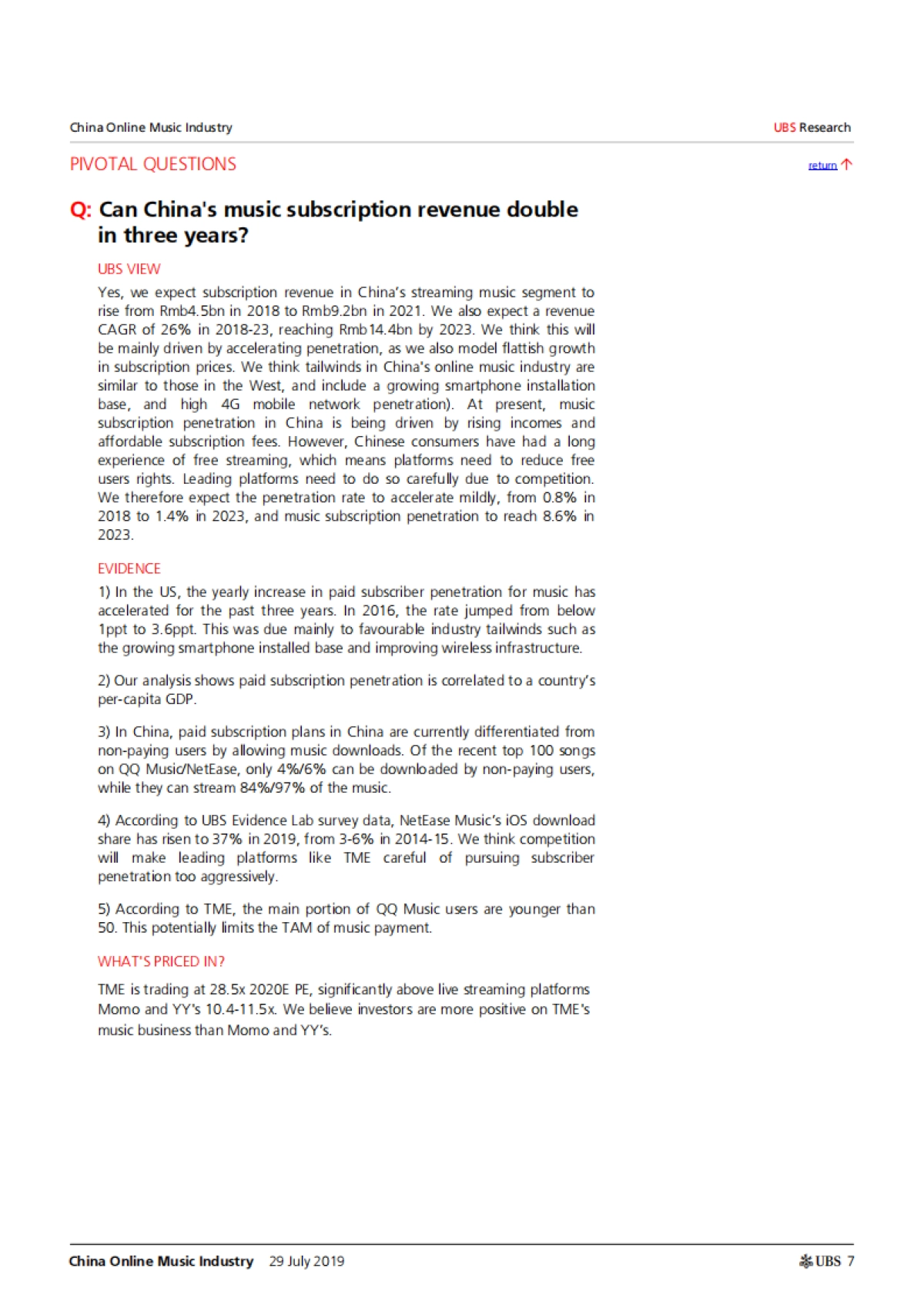 直播和短视频正在改变音乐产业（中国在线音乐产业）-瑞银_第7页