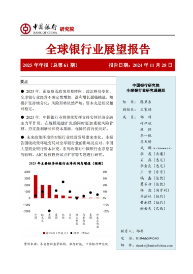 中国银行：全球银行业展望报告（2025年）