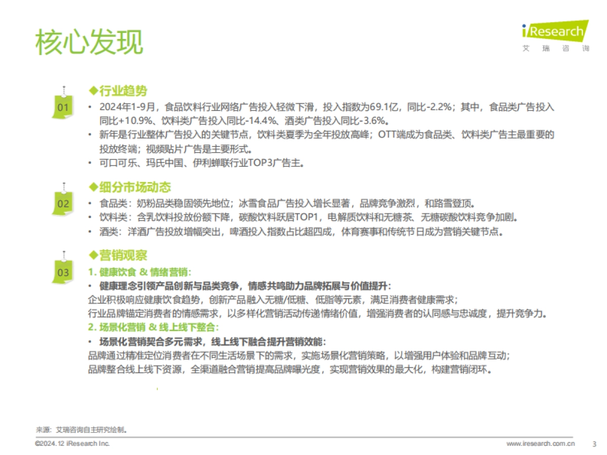 艾瑞咨询：2024年食品饮料行业网络营销监测报告_第3页