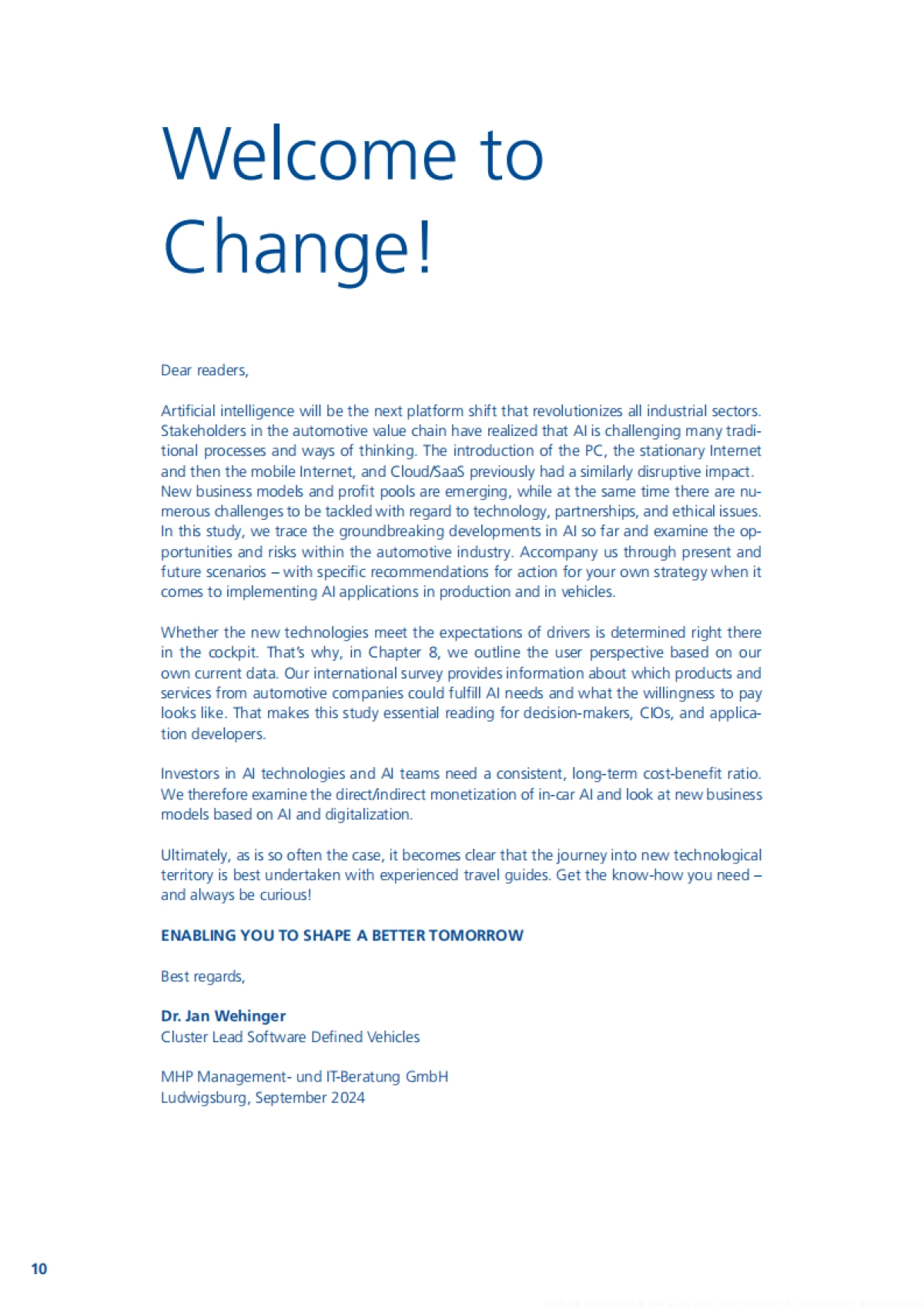 MHP管理咨询2024人工智能重写汽车行业游戏规则的新动力研究报告（英文）_第10页