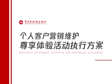 银行个人客户营销维护尊享体验活动项目方案