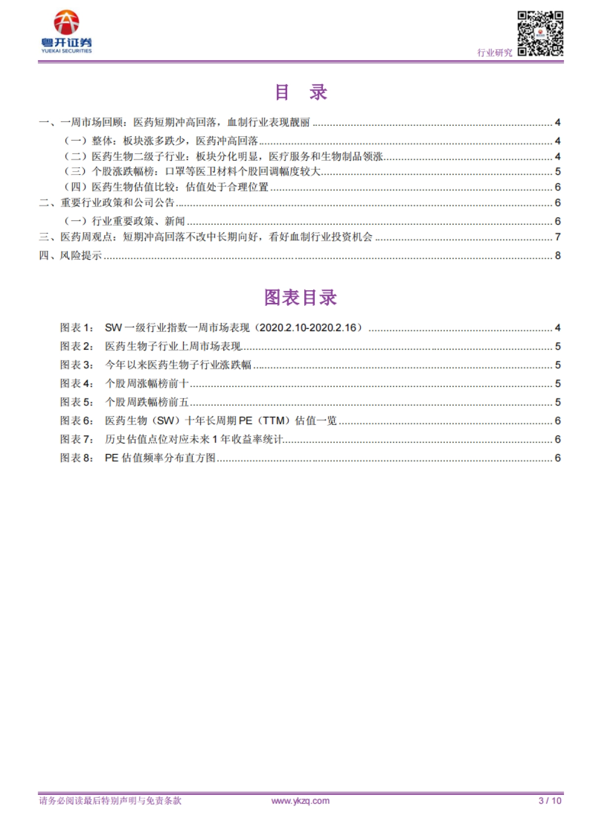 【粤开医药周观点】短期冲高回落不改中长期向好，看好血制行业投资机会_第3页