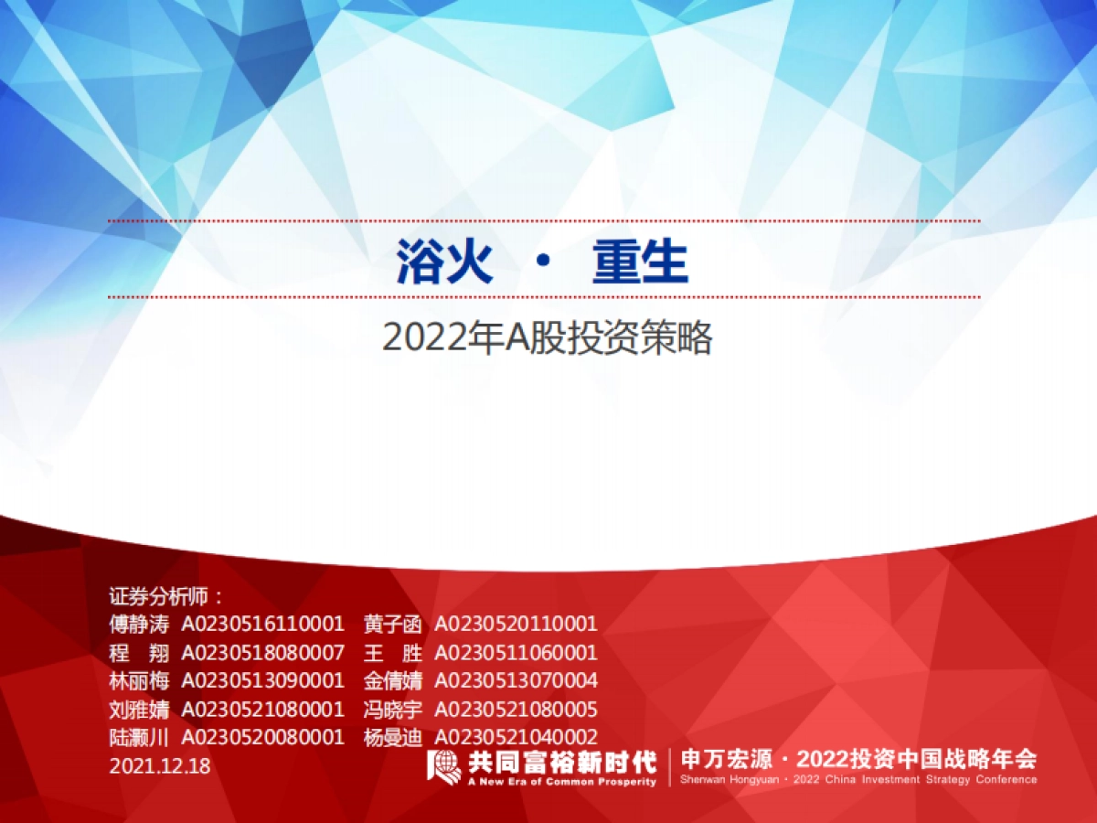 2022年A股投资策略：浴火·重生_第1页