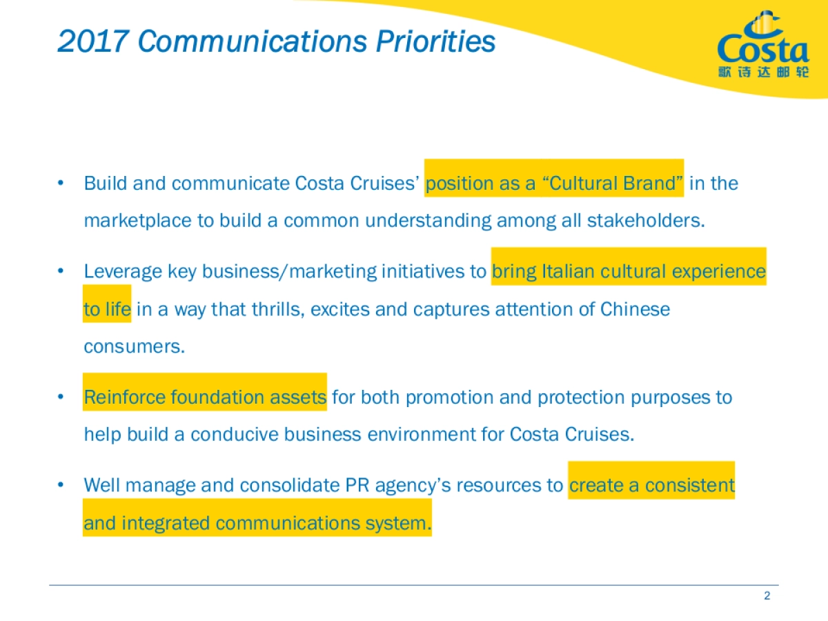 Costa Cruises  Communications Plan _第3页