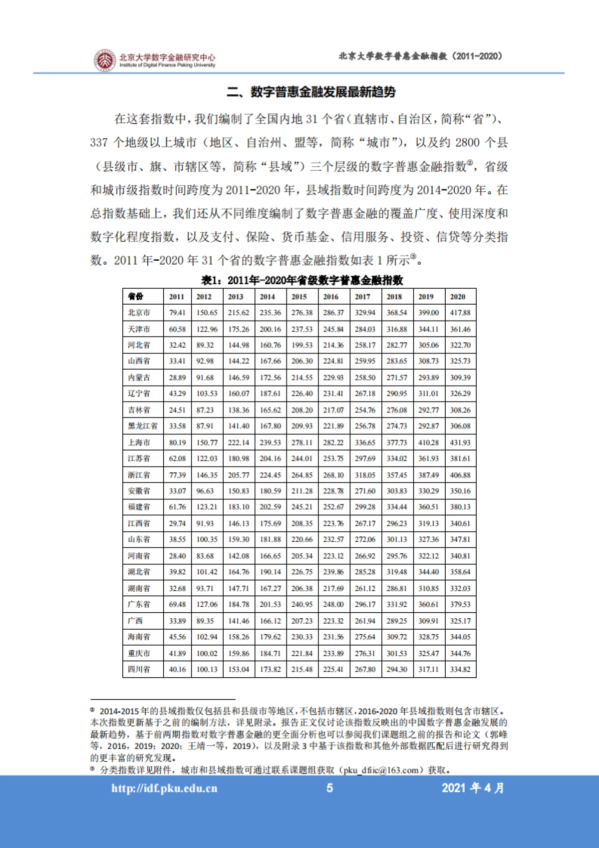 北京大学数字普惠金融指数 （2011-2020 年）_第7页