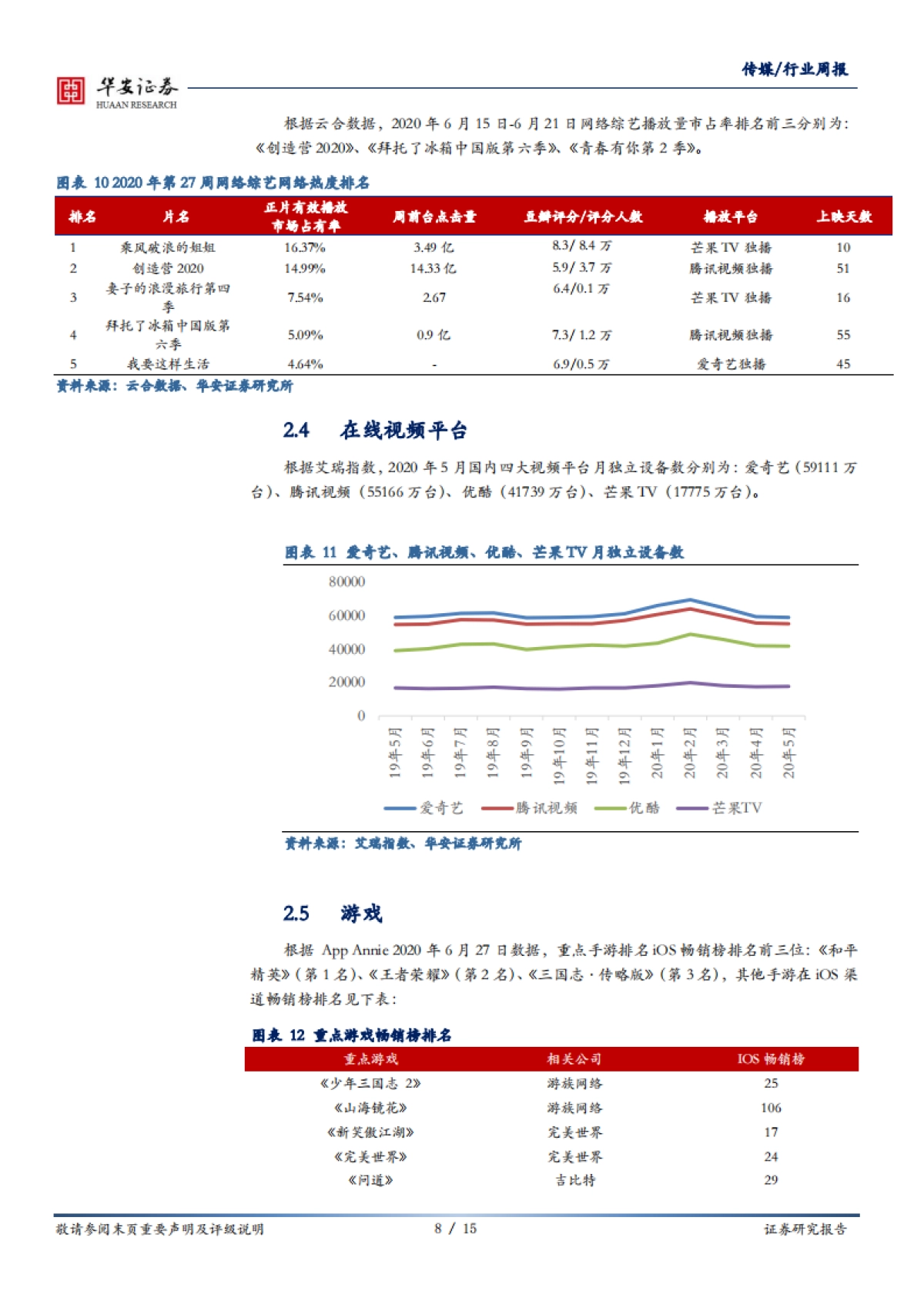 传媒行业周报:中报季即将来临,关注确定性较强的线上娱乐板块_第8页