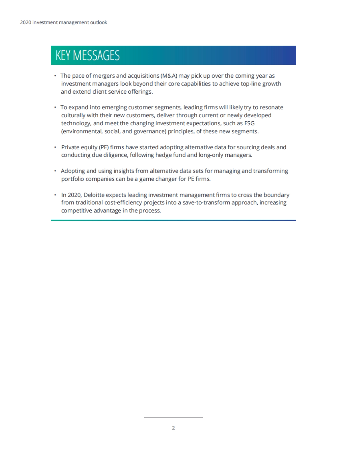 2020年人力资源的未来-德勤 -2020 investment management outlook - Crossing boundaries for profitable growth _第4页