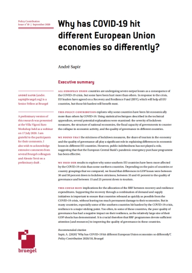 布鲁盖尔研究所-为什么新冠病毒对欧盟不同经济体的影响如此不同？（英文）