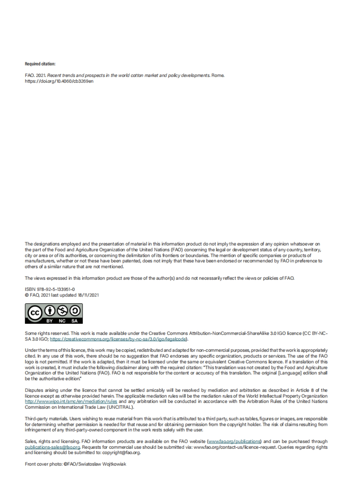联合国粮农组织：世界棉花市场近期趋势和前景_第3页