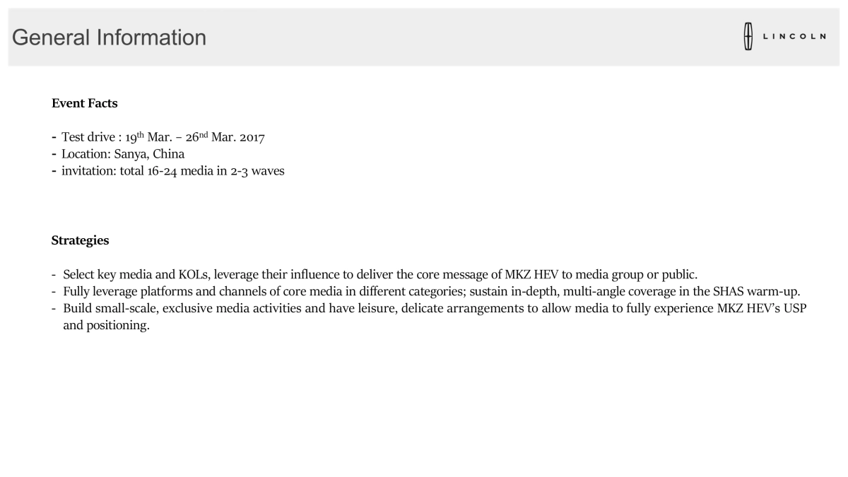 林肯MKZ HEV EXCLUSIVE MEDIA TEST DRIVE EVENT PROPOSAL_第3页