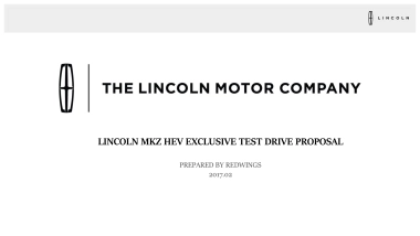 林肯MKZ HEV EXCLUSIVE MEDIA TEST DRIVE EVENT PROPOSAL