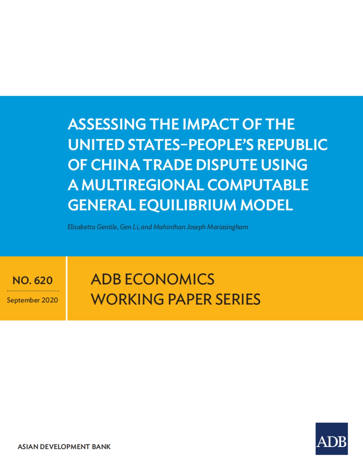 亚开行-评估美中贸易争端的影响（英文）_第1页