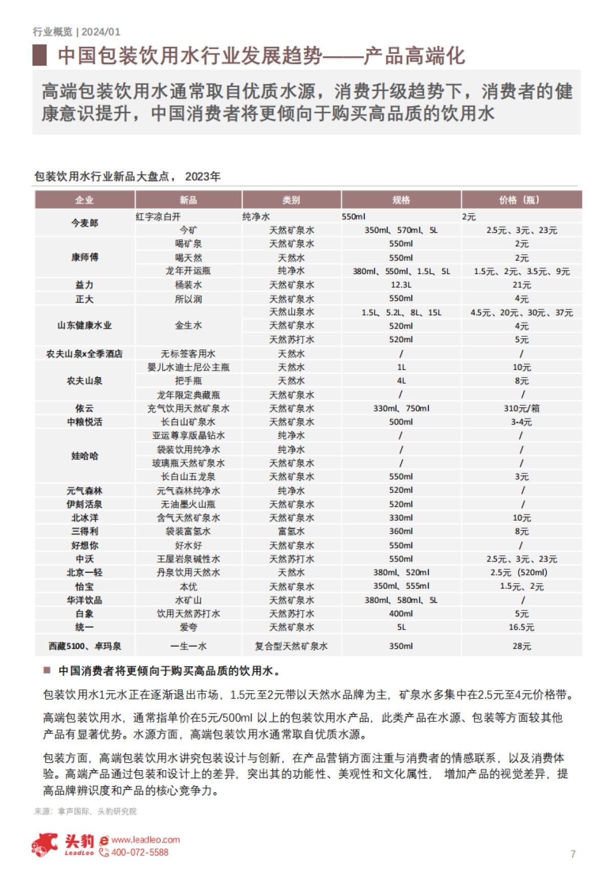 头豹：2024年中国包装饮用水行业概览-包装饮用水市场发展机遇解析_第7页