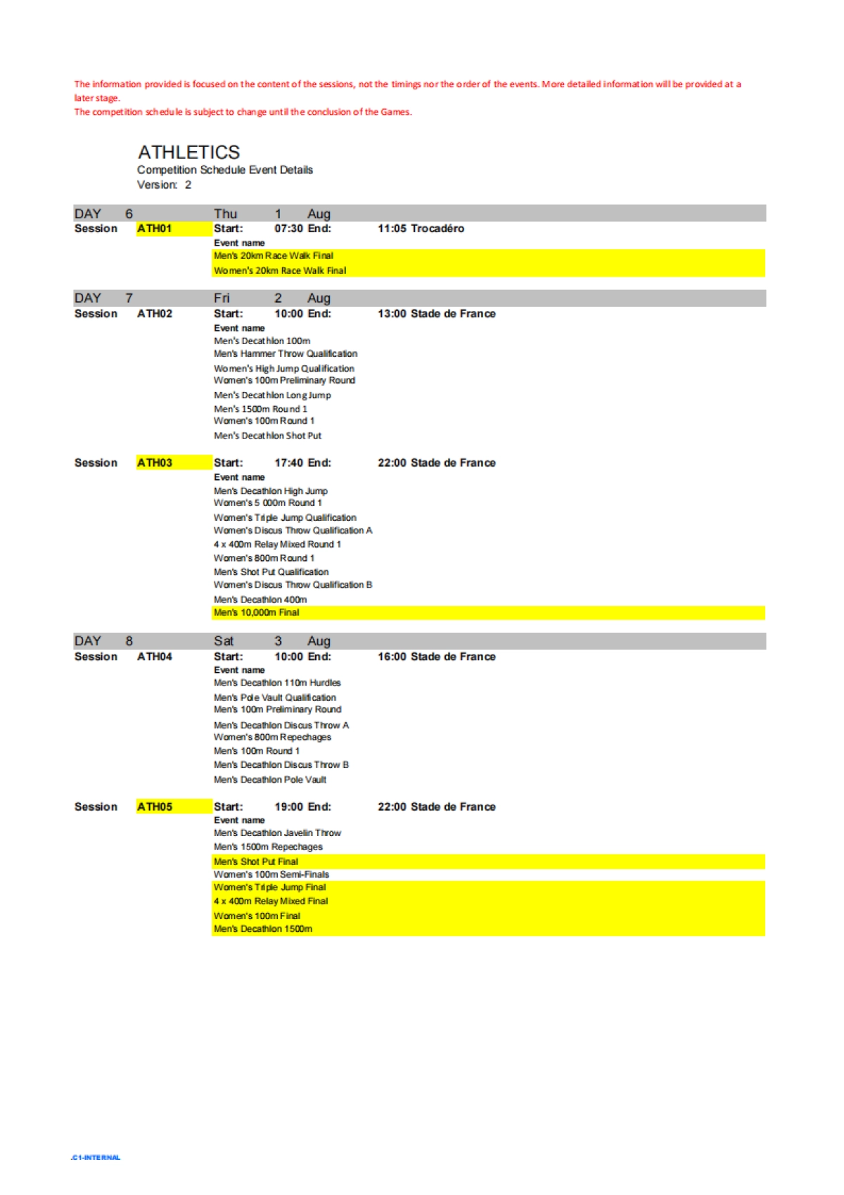 Paris 2024_Press kit_Olympic Games competition schedule_第6页