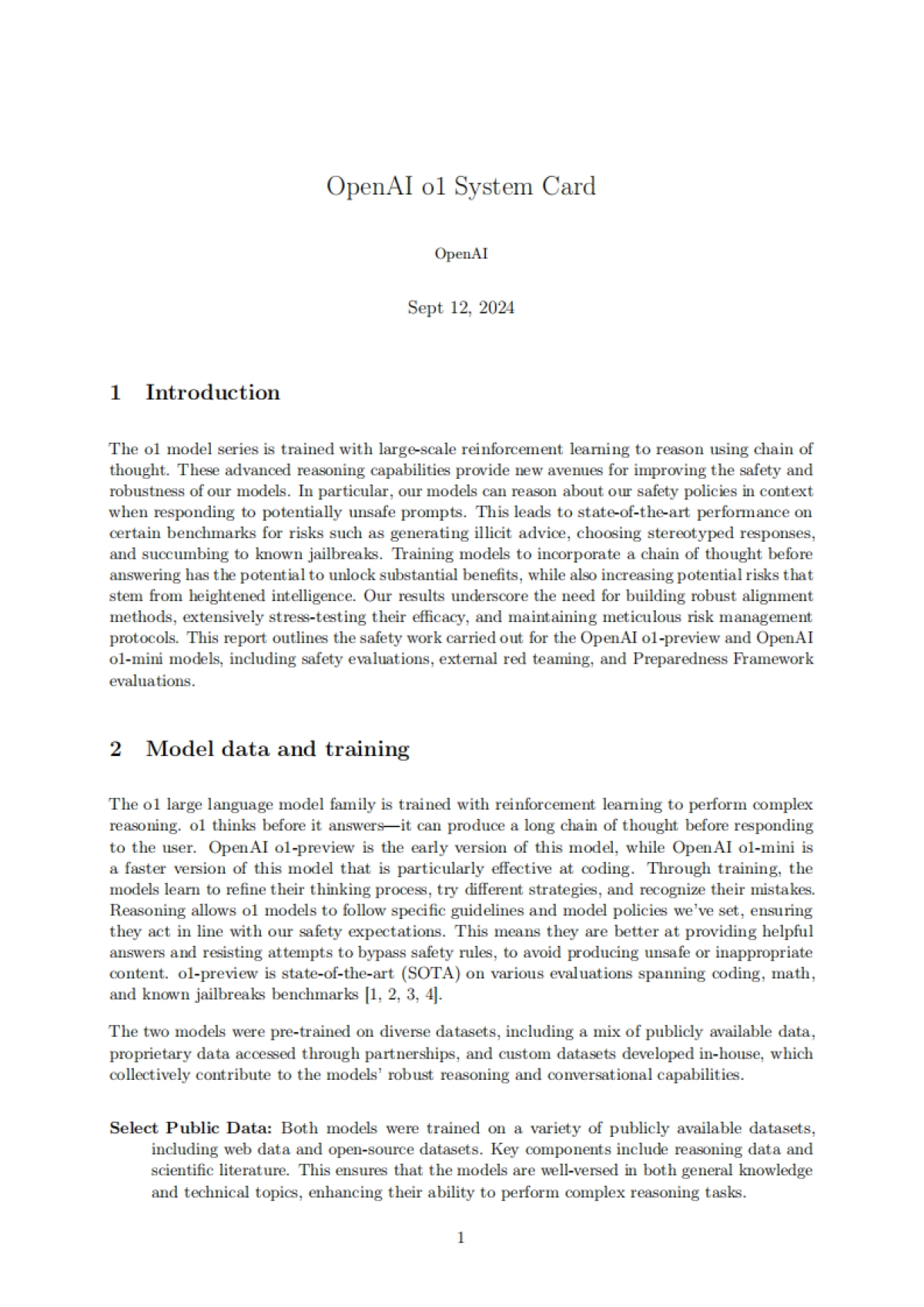 OpenAI：《OpenAIo1大模型》英文技术报告_第1页