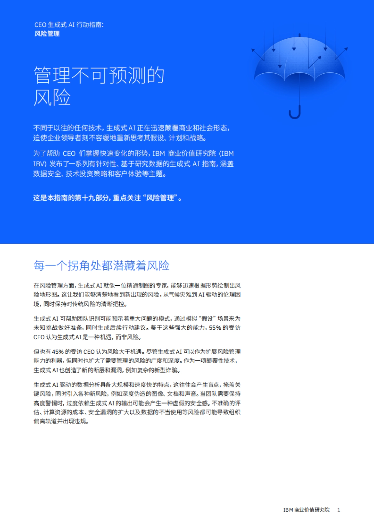 IBM：CEO 生成式 AI 行动指南： 风险管理_第1页