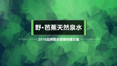 【   爱创   】2016年野芭蕉天然泉水品牌整合营销传播方案