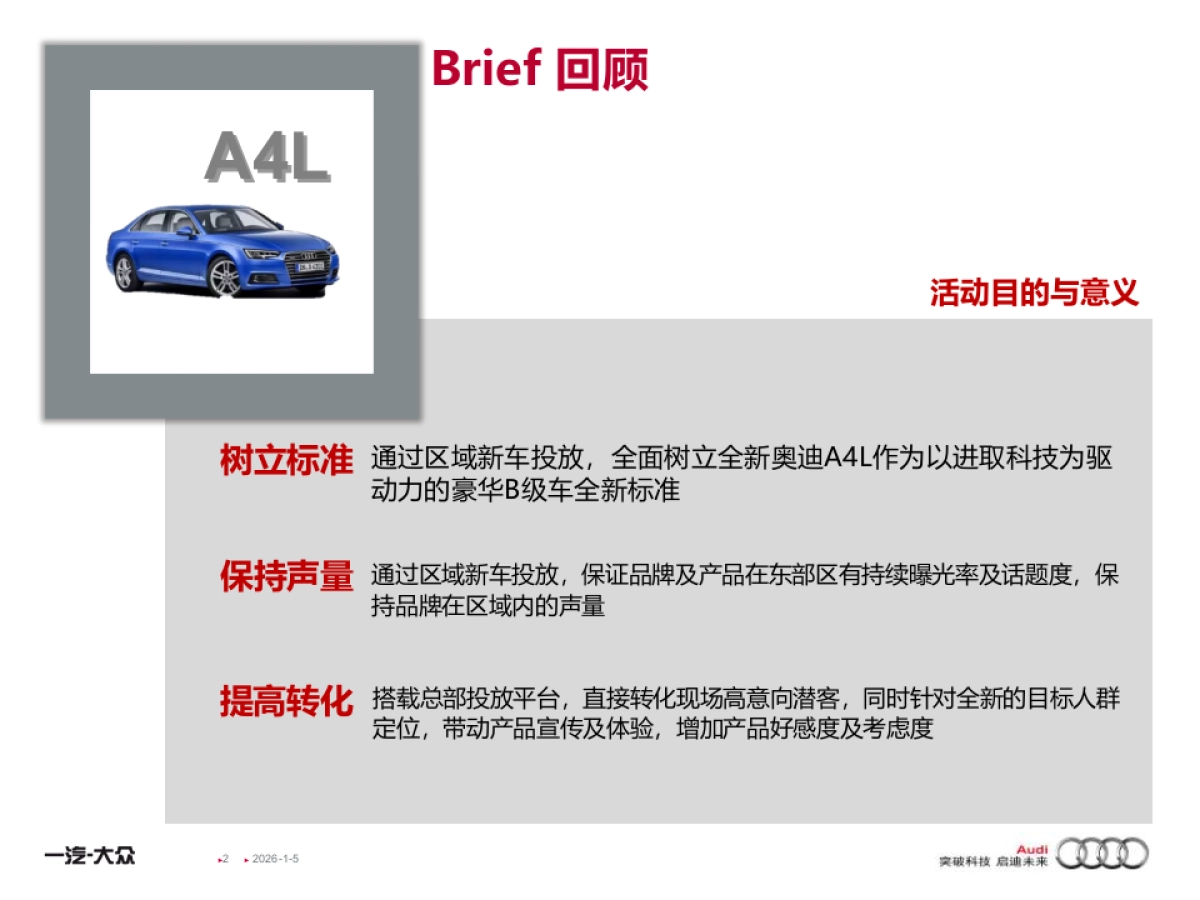 奥迪全新A4L东部区上市会方案_第2页