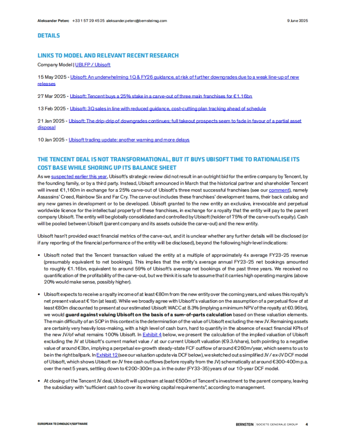 【Bernstein】育碧(UBI):育碧:2026财年前景疲软;腾讯交易缓解再融资担忧_第4页