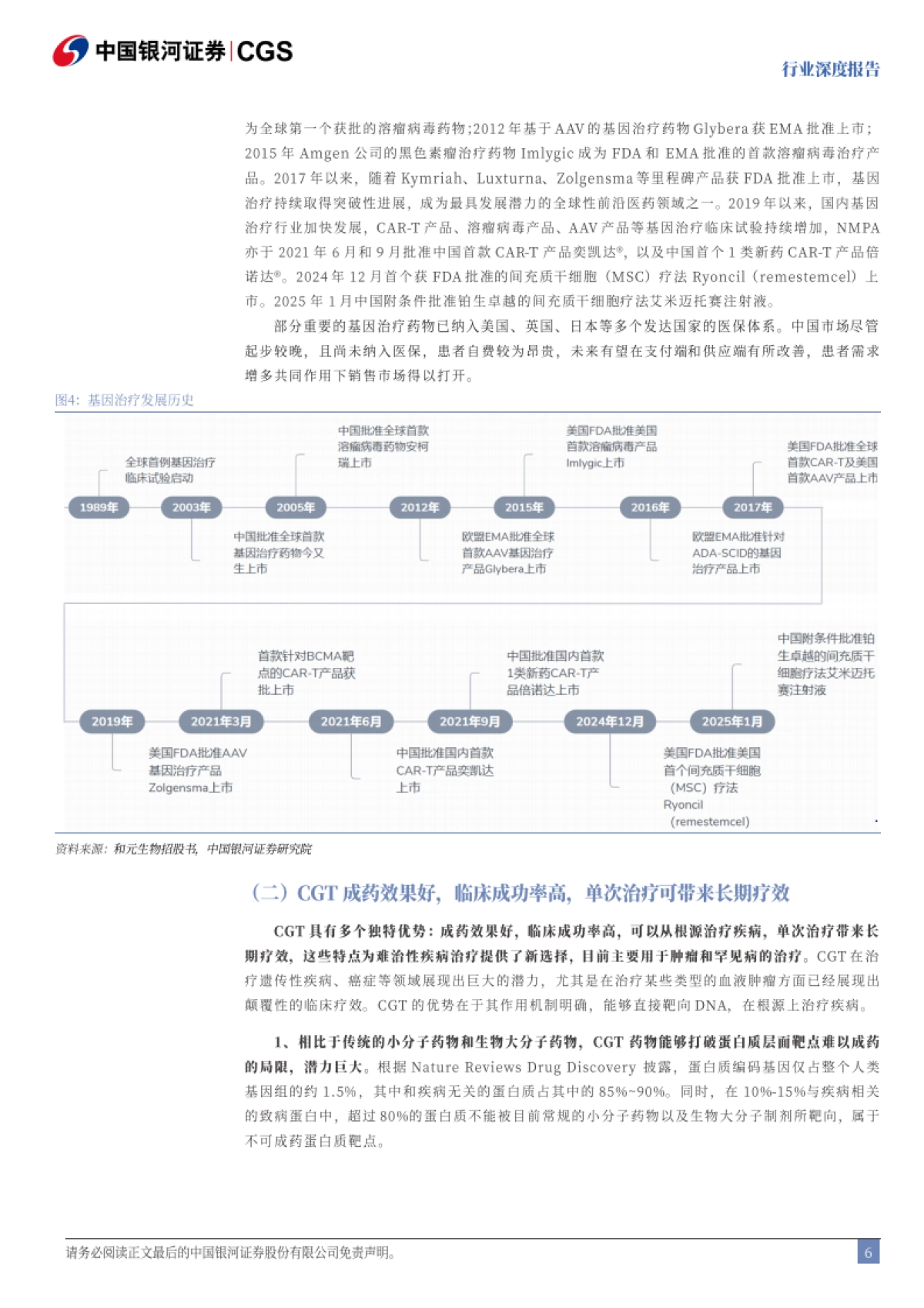银河证券-医药生物行业深度报告:引领医疗革命,CGT成长空间广阔_第6页