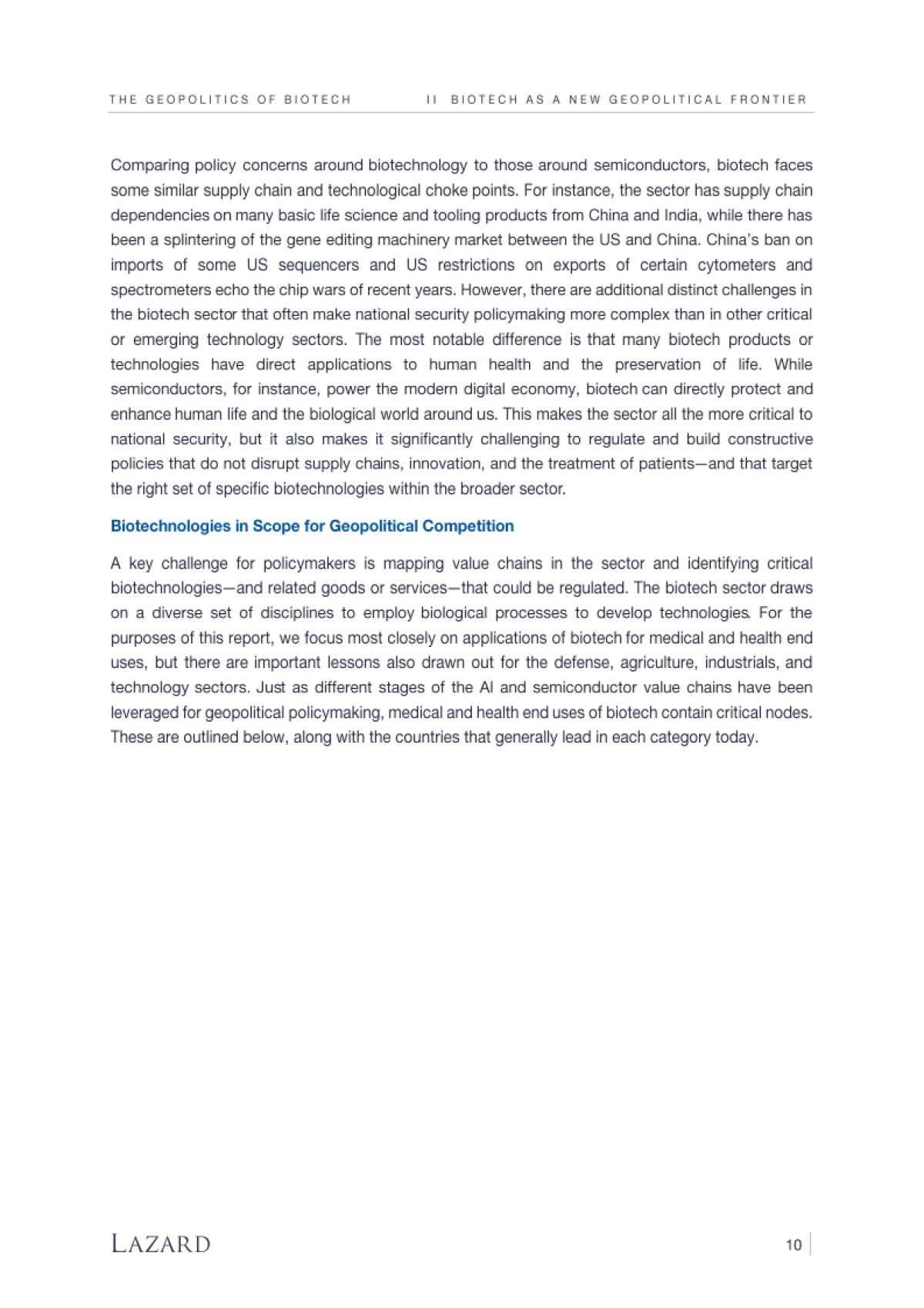 2025年生物技术领域地缘政治研究报告：竞争格局、风险评估、投资及科研实力分析（英文版）-Lazard_第10页
