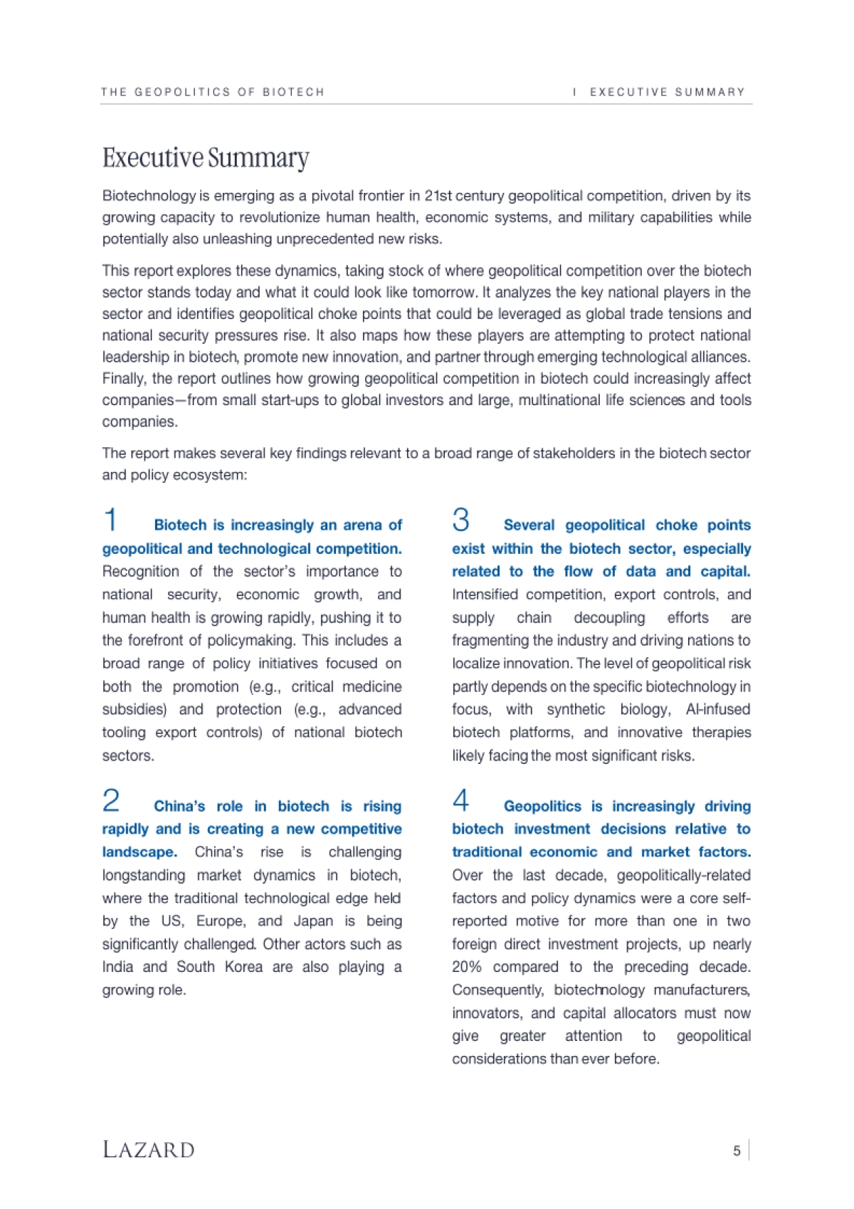 2025年生物技术领域地缘政治研究报告：竞争格局、风险评估、投资及科研实力分析（英文版）-Lazard_第5页