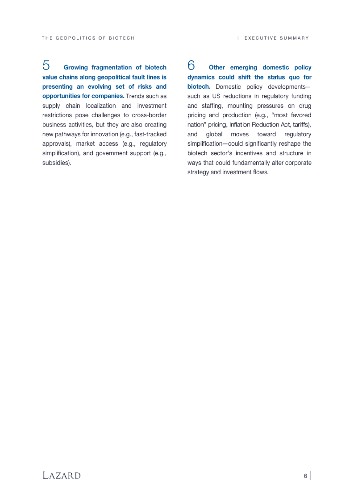 2025年生物技术领域地缘政治研究报告：竞争格局、风险评估、投资及科研实力分析（英文版）-Lazard_第6页