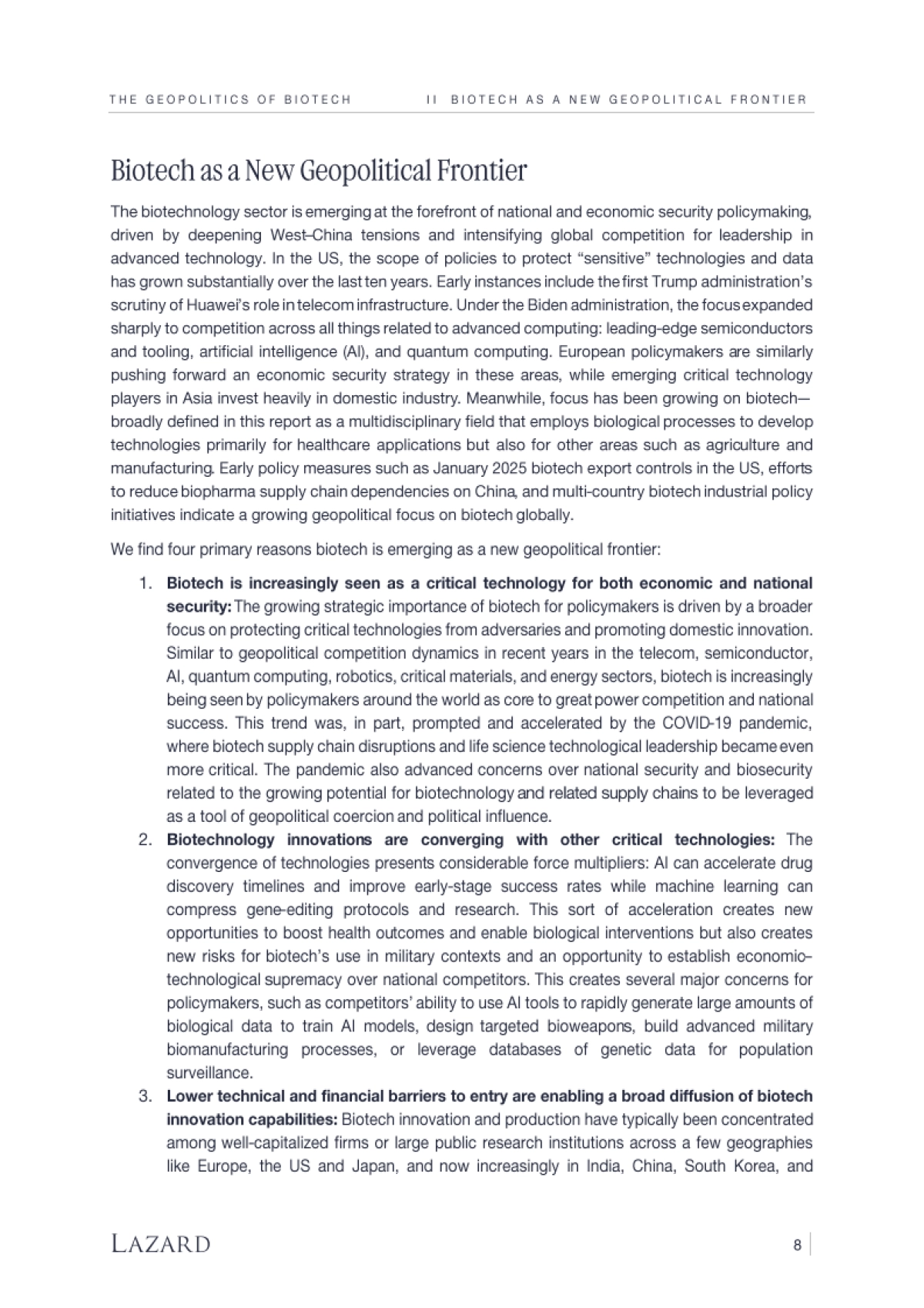 2025年生物技术领域地缘政治研究报告：竞争格局、风险评估、投资及科研实力分析（英文版）-Lazard_第8页