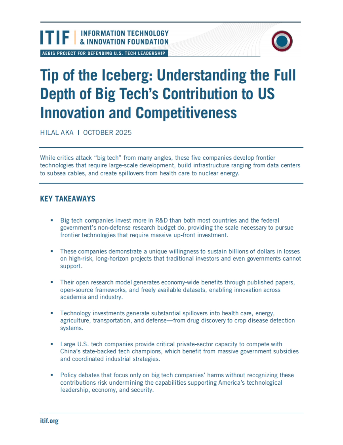 2025年冰山一角:理解科技巨头对美国创新和竞争力的全面贡献报告(英文版)-ITIF_第1页