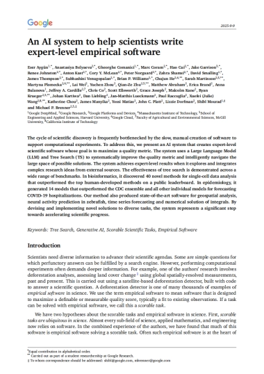 2025年一款助力科学家编写专家级实证软件的人工智能系统研究报告（英文版）-谷歌