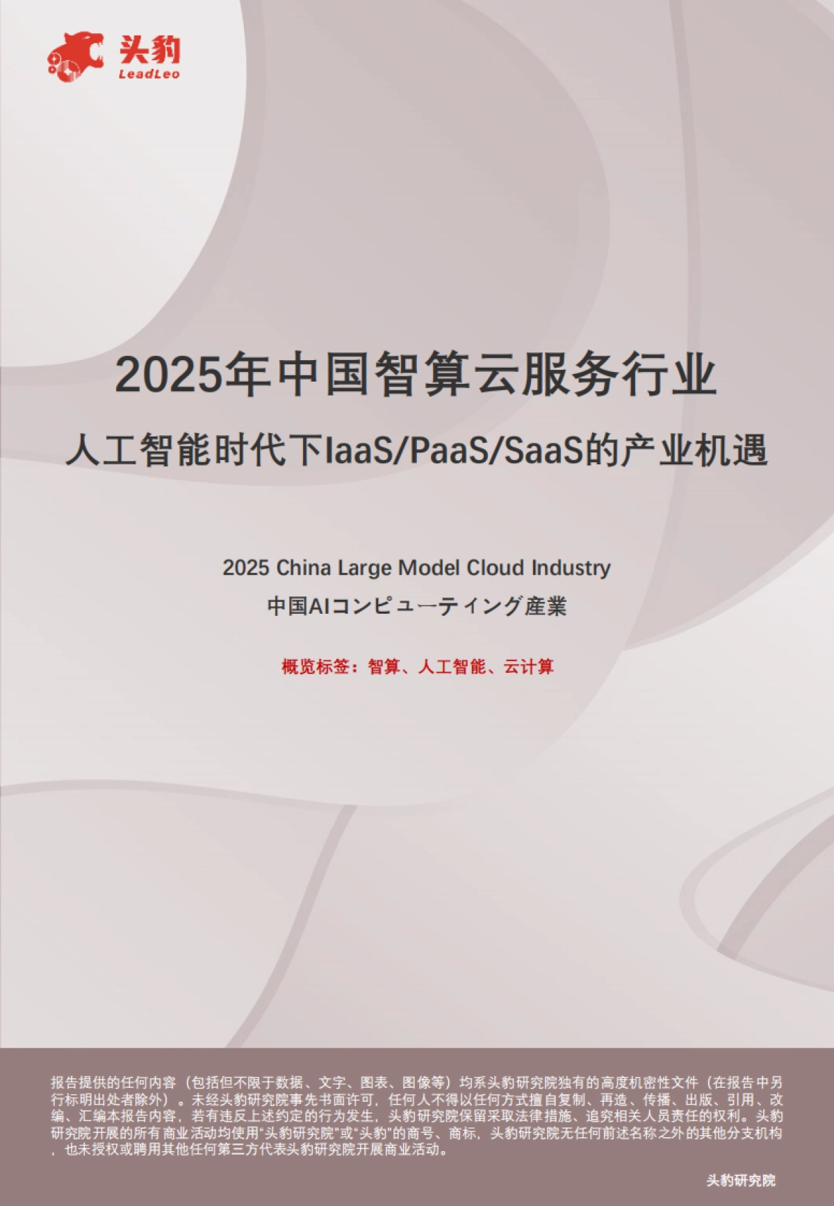 2025年中国智算云服务行业：人工智能时代下IaaS、PaaS、SaaS的产业机遇-头豹_第1页