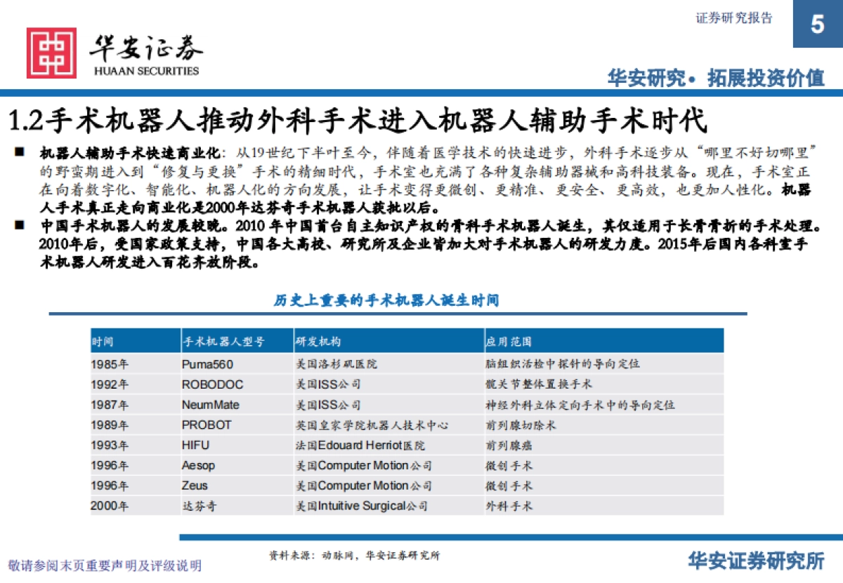 手术机器人：高端医疗器械领域的“明珠”，重构现代外科手术体系-华安证券_第5页