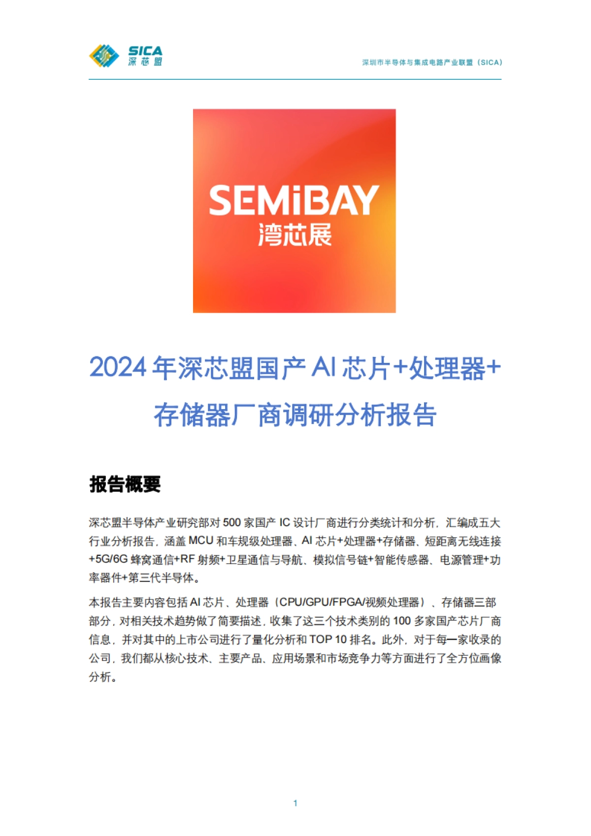 2024年深芯盟国产AI芯片+处理器+存储器厂商调研分析报告-深芯盟_第1页