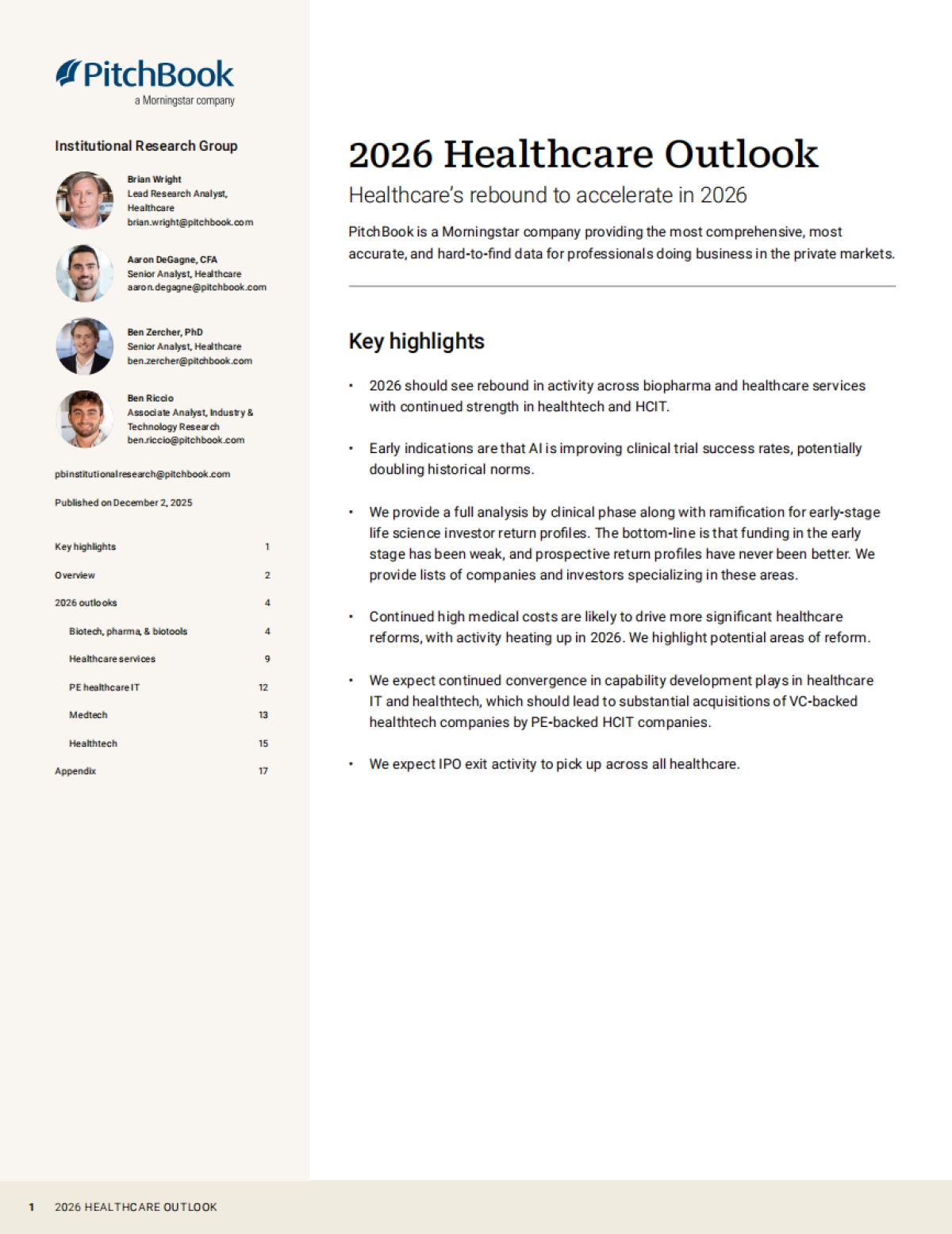 2026年医疗保健展望报告（英文版）-PitchBook_第1页