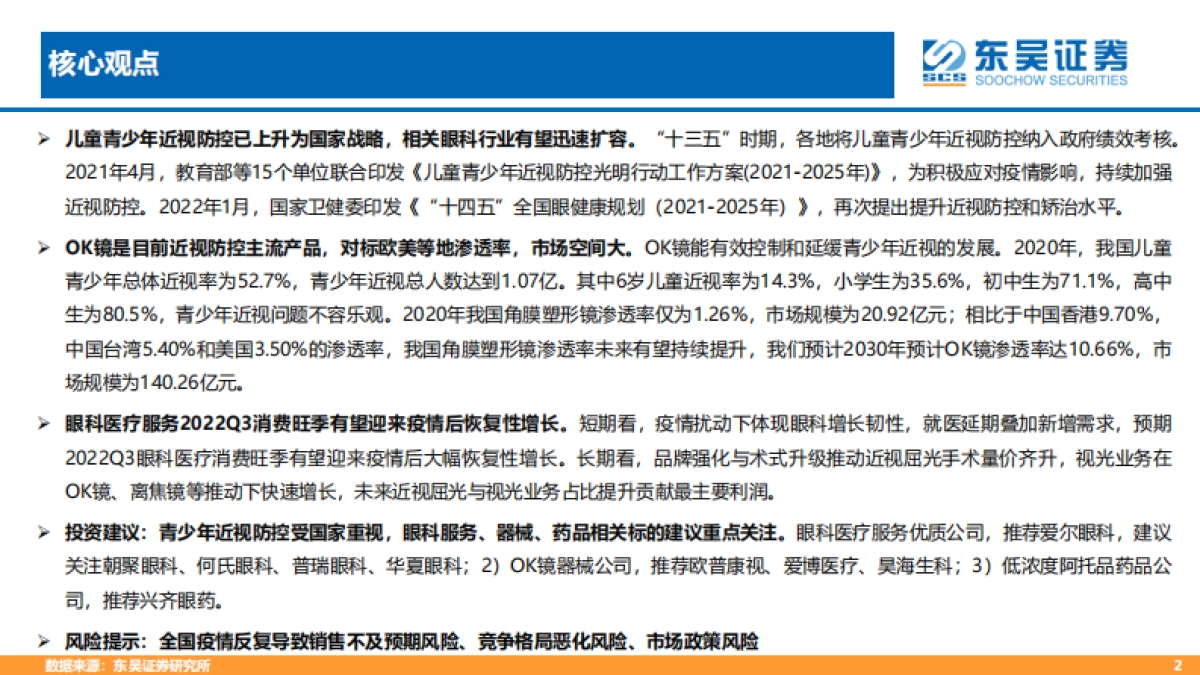 东吴证券：眼科产业链为黄金赛道，市场空间广阔（2022）_第2页