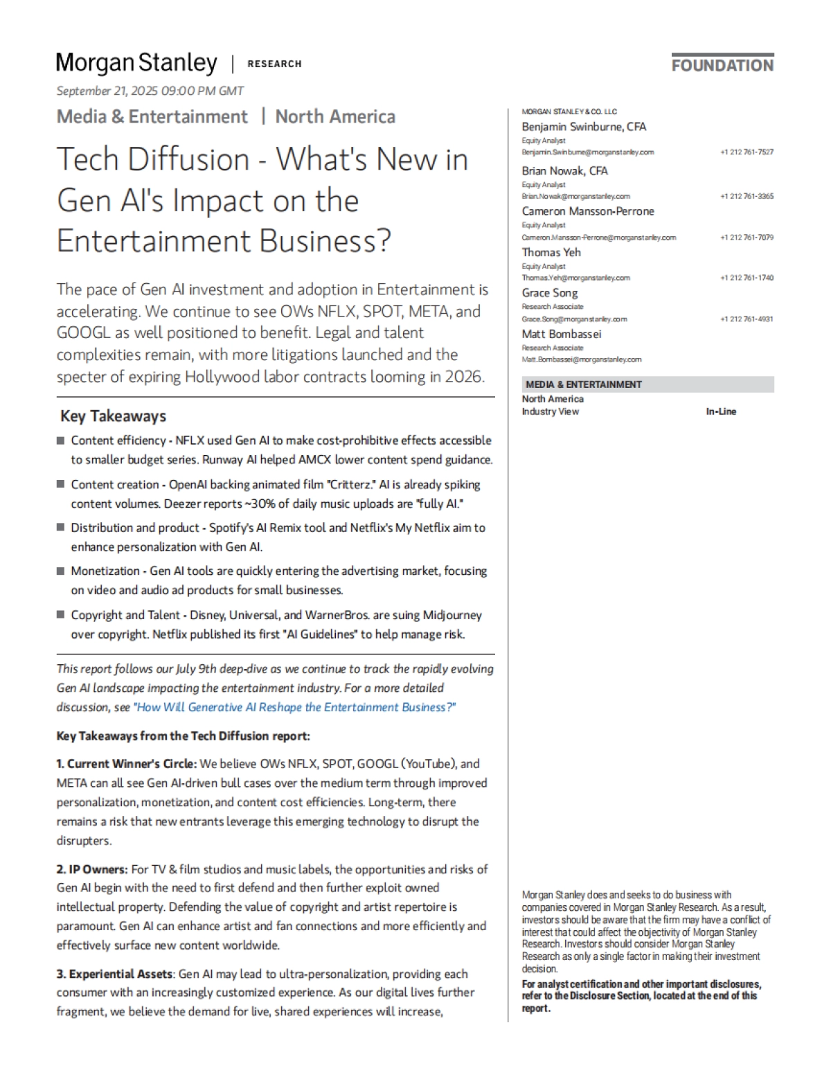 2025年生成式AI对文娱业影响的新动态报告（英文版）-摩根士丹利_第1页