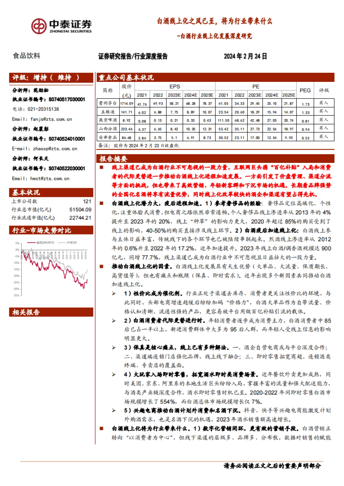 白酒行业线上化发展深度研究 :白酒线上化之风已至,将为行业带来什么_第1页