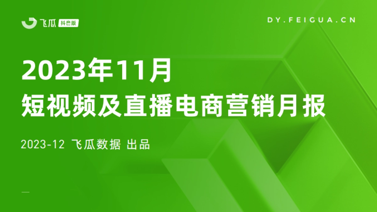 飞瓜数据：2023年11月短视频及直播电商营销月报_第1页