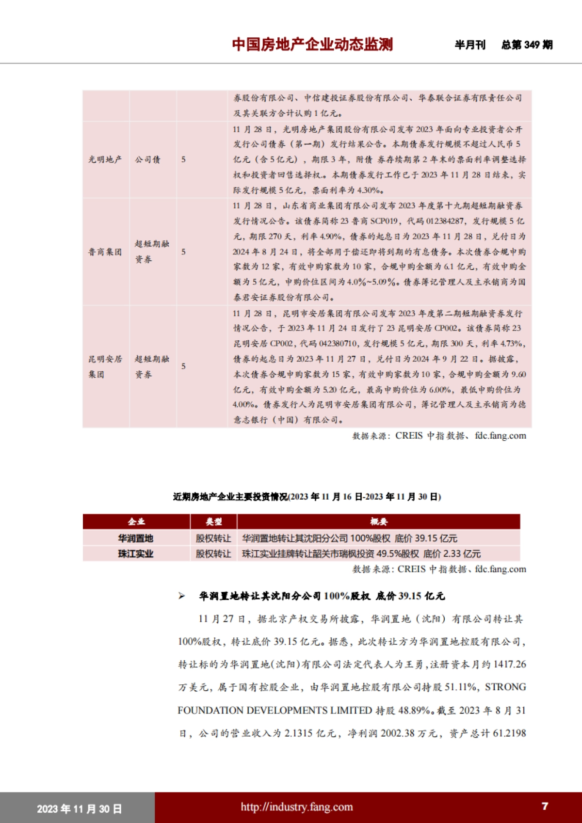 中国指数研究院：中国房地产企业动态监测_第7页