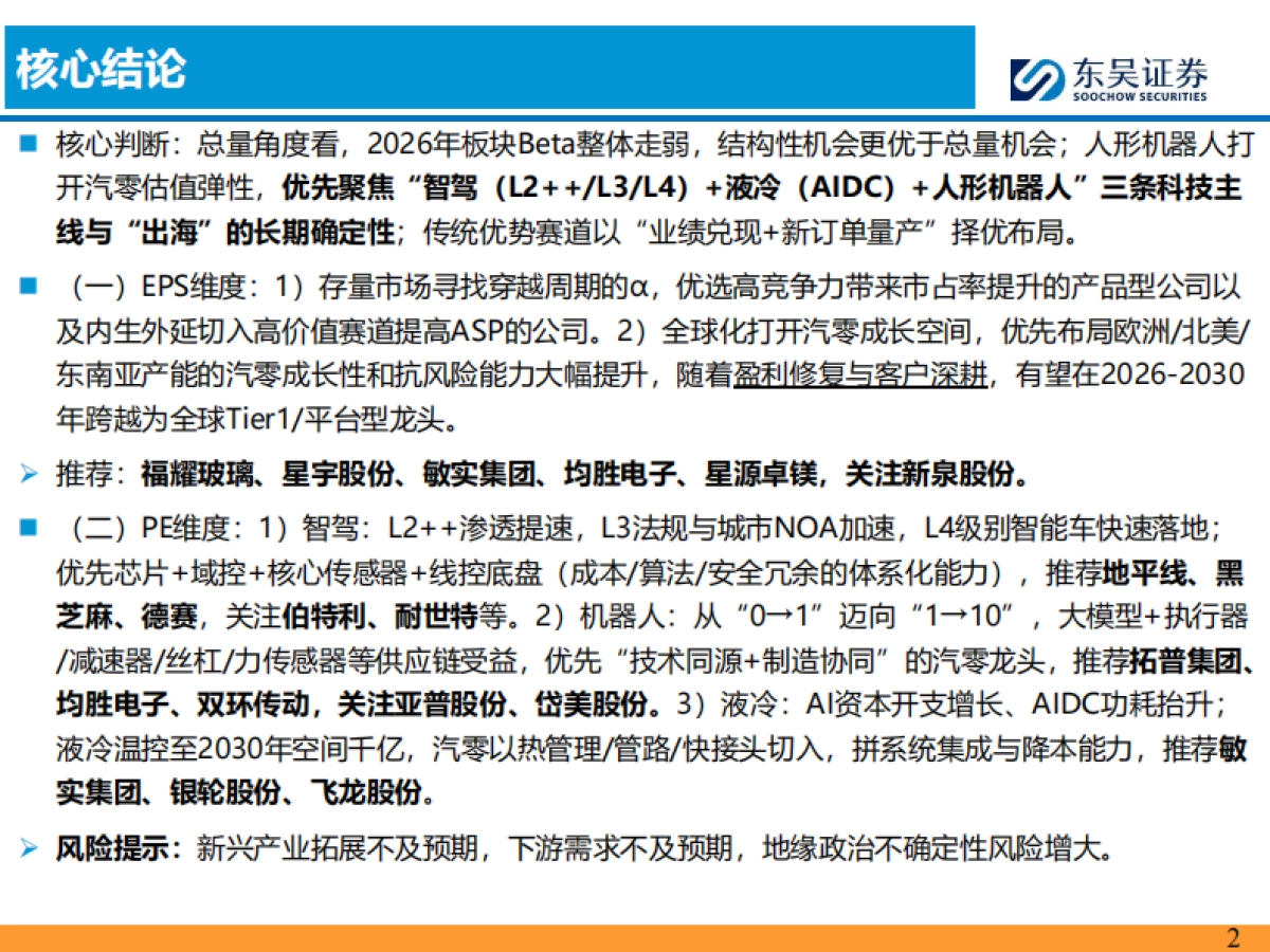 汽车零部件2026年策略报告:全球化纵深×AI破局,汽零开启第二增长极-东吴证券.pdf_第2页