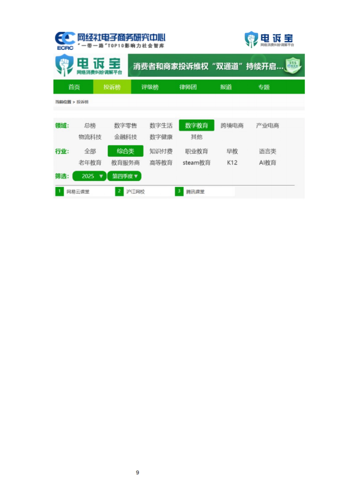 2025年Q4中国电子商务用户体验与投诉数据报告-网经社.pdf_第9页
