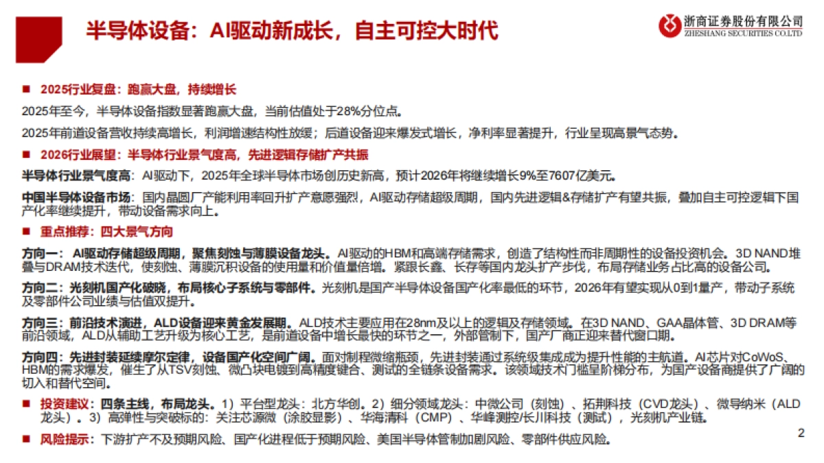 2026年半导体设备行业策略报告：AI驱动新成长，自主可控大时代-浙商证券 .pdf_第2页