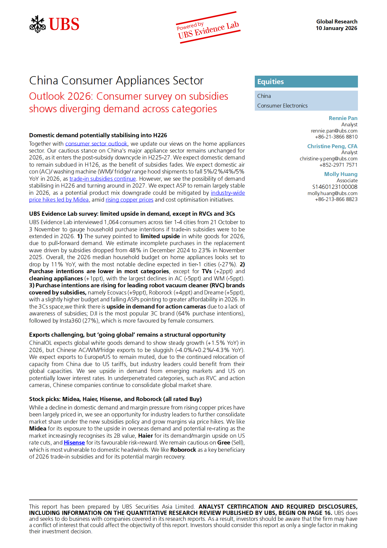 2026年中国家电行业展望消费者补贴调查显示各类别需求分化-瑞银.pdf