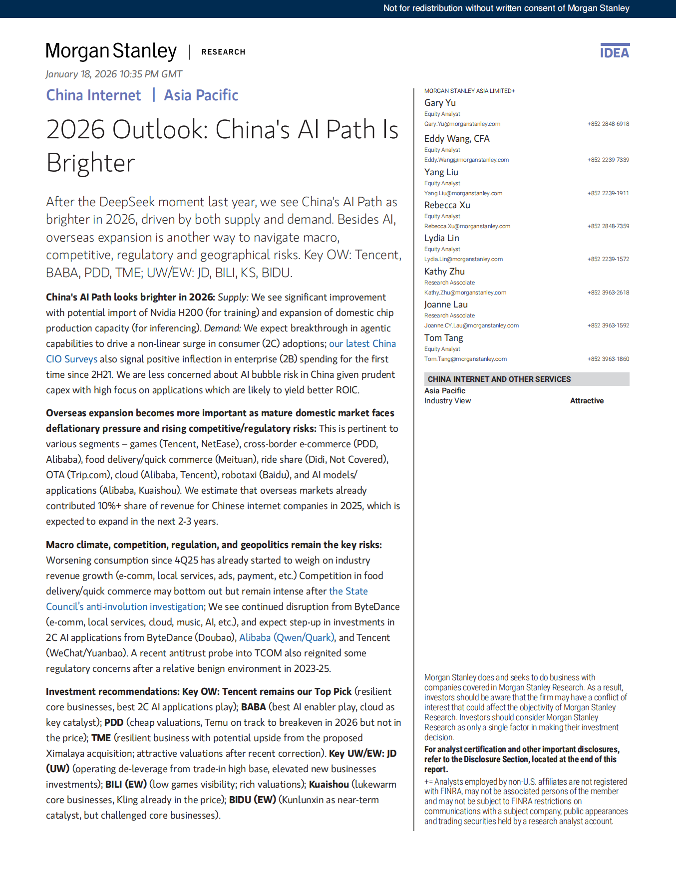2026年展望——中国人工智能发展道路前景向好（英文版）-摩根士丹利.pdf_第1页