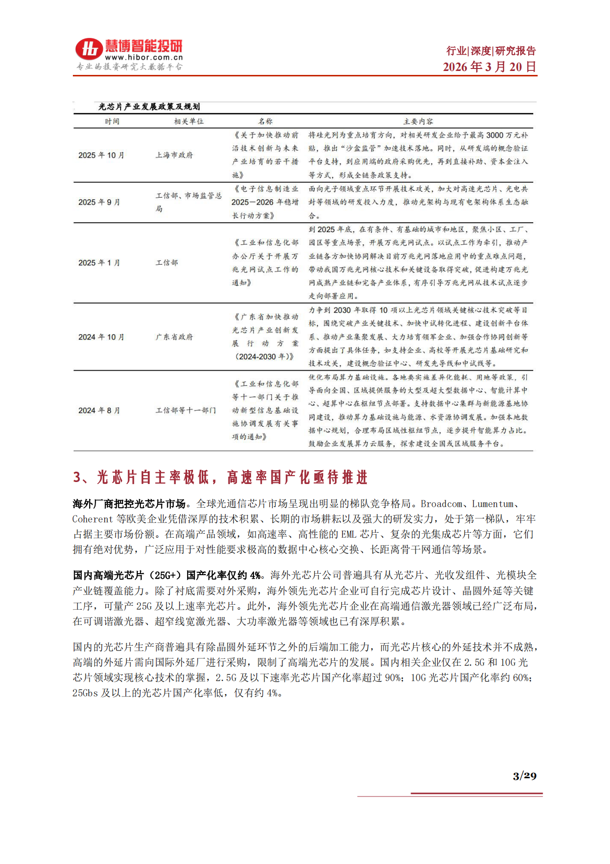 2026光芯片行业深度：市场格局、发展空间、产业链及相关公司深度梳理-慧博智能投研.pdf_第3页