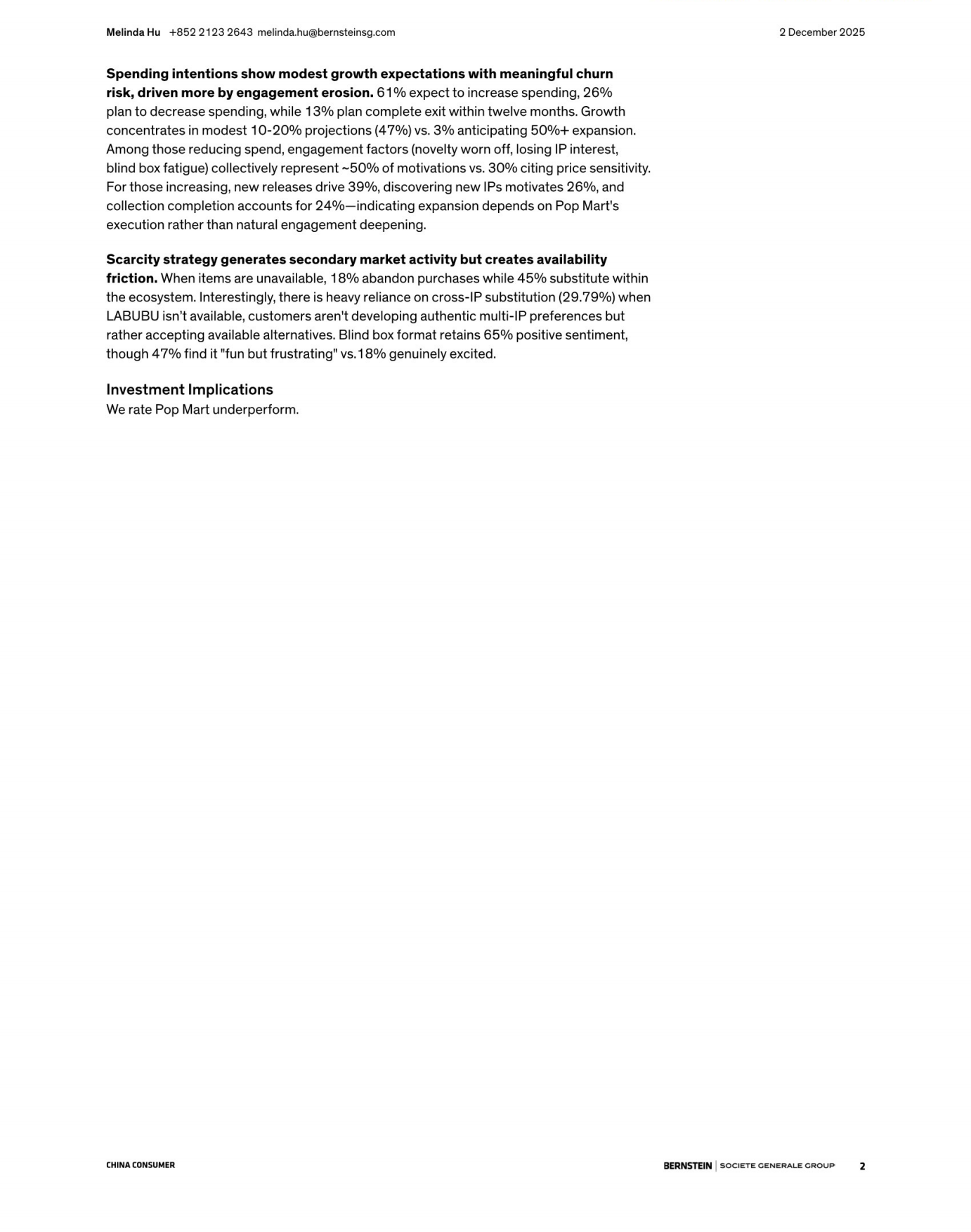 【Bernstein】2025泡泡玛特消费者调查报告-其核心消费者是长期收藏者还是短期潮流追随者？（英文）.pdf_第2页